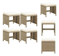Utestolar - Living Trädgårdspallar 4 st med dynor konstrotting beige