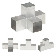 The Living Store Stolpbeslag X-form galvaniserad metall 91x91 mm - Staketstolpar