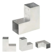The Living Store Stolpbeslag L-form galvaniserad metall 81x81 mm - Staketstolpar