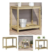The Living Store Växtbord med hylla 82,5x50x75 cm massiv impregnerad furu - Växtställ