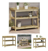 The Living Store Växtbord med hyllor 108x45x86,5 cm impregnerad furu - Växtställ