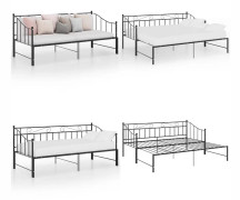 Utdragbar sängram bäddsoffa svart metall 90x200 cm - Bäddsoffa - Bäddsoffor - Home & Living