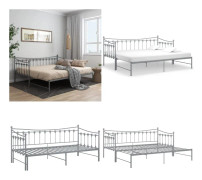 Utdragbar sängram bäddsoffa grå metall 90x200 cm - Bäddsoffa - Bäddsoffor - Home & Living