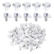 100 st Hyllpinnar, 5 mm Hyllstöd, Galvaniserat Stål och Klar Plast, Klackar och Stift för Glas- eller Träförvaringshyllor