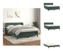 The Living Store Ramsäng med madrass mörkgrön 140x190 cm sammet