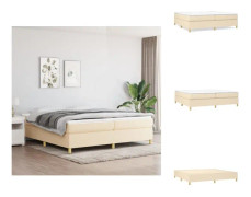 The Living Store Ramsäng med madrass gräddvit 200x200 cm tyg