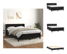 The Living Store Ramsäng med madrass svart 140x190 cm sammet