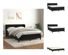 The Living Store Ramsäng med madrass svart 140x200 cm sammet