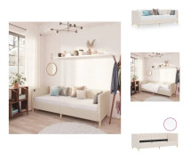The Living Store Dagbädd med madrass USB gräddvit tyg 90x200 cm