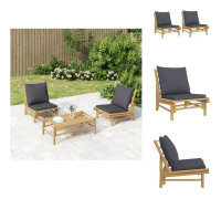 The Living Store Trädgårdsstolar 2 st med mörkgråa dynor bambu