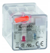 Lovato Electric Industrirelä med LED-indikator och mekanisk knapp, 24VDC-styrning, 3C/O, 10A, för 11-poliga uttag HR7XS2