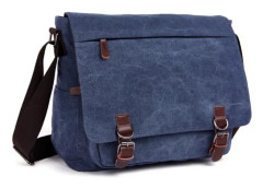 Canvas laptopväska budväska för arbete och skola.(Blå)