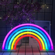 Regnbågsform neonskylt väggdekoration USB laddning/batteri nattskylt LED neonljus dekoration skylt sovsal sängbord Julfest
