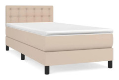 vidaXL Ramsäng med bäddmadrass cappuccino 90x190 cm konstläder