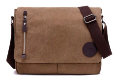 Canvas Laptop Messenger Bags Canvas Satchel Messenger Shoulder Bag Axelväskor för Män Arbets Laptop Väska (Brun)
