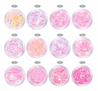 12 lådor nagelkonst paljetter glitter för glänsande färgglada nageldekoration (prinsessa)