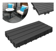 XMTECH 12 delar Trädgårdsplattor, 30x60cm WPC terrassplattor, Utomhusgolv terrass trädgård, antracit (1 m²)