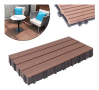XMTECH 12 delar Trädgårdsplattor, 30x60cm WPC terrassplattor, golv för utomhusterrass, brun (1 m²)