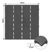 XMTECH 22 delar Trädgårdsplattor, 30x30cm WPC terrassplattor, Utomhusgolvbeläggning trädgårdsterrass, antracit (1 m²)