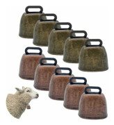 10 st ko- och fårklockor i koppar, vintage bronsklocka, kopparklocka för hundar, getter, kor, hästar, djur