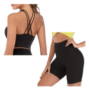 Yoga BH Shorts 2-delat Set Träningskläder Spandex För Kvinnor
