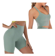 Yoga BH Shorts 2-delat Set Träningskläder Spandex För Kvinnor