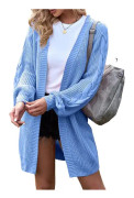 Dam lång kofta oversize långärmad tröja kofta casual stickad kappa höst ytterkläder med ficka
