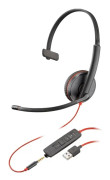Poly Blackwire 3215 - Blackwire 3200 Series - headset - på örat - kabelansluten - USB-A, 3,5 mm kontakt - svart - Skype-certifierat, Cisco Jabber-cer