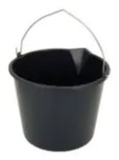 Spand 12ltr Rund Plast/Stål med Hank Sort,10 stk/krt