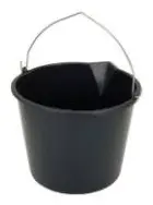 Spand 12ltr Rund Plast/Stål med Hank Sort,10 stk/krt