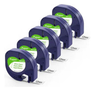 Fimax-kompatibel LetraTag papperstejp 91200 12mm x 4 m Svart på vitt, Refill för Letratag XR LT-100H LT-100T XM Etikettmaskin (Letratag Paper White
