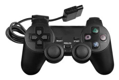 Kabelansluten spelkontroll för PS2-konsol, dubbelchockvibrationsvideospelskontroll kompatibel med PS2