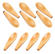 10 stycken träskopor, massivt trä, kryddskedar, mini träsaltskedar med kort handtag för löst teblad, kaffebönor, godis, mjölkpulver