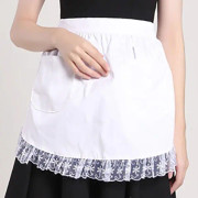 Justerbart bomullsförkläde half cut short cotton apron white