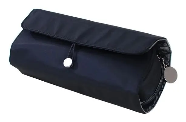 Bärbar sminkborsthållare för resor Rymmer 15+ borstar Kosmetikväska Sminkborste Roll Up Case Fodral för kvinna (endast väska)