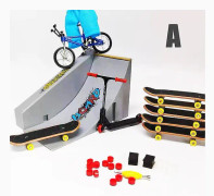 Tech Finger Skateboard Kit Finger Bike Bmx Mini Tvåhjulig Scooter Board Skate Fingers Sport Träning Rekvisita Ramp Skate Park Leksaker Pop [DB]