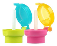 2-pack spillfria juice- och läskflaskor med skruvlock, säkra drickshalm och piplock