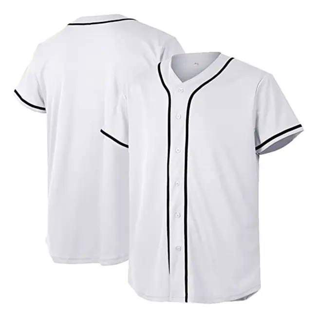 Baseballtröja för män och kvinnor, basebolltröjor för skräddarsydda skjortor med knappar, hipster hiphop sportuniformer White s