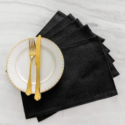 Placemats Set om 4 Värmebeständiga Svarta Bordsunderlägg Tyg Din, ZQKLA