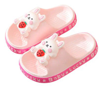 Barn Sommar Slides Cartoon Djurmönster PVC Sula Förhindra Halk Hem Badtofflor Rosa 28‑29(17cm / 6.7in)
