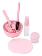 Set, maskborste, borst- och set , set , borste, skål, sprayflaska, krämlåda, mätsked (rosa)