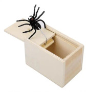 Trä Prank Spindel Skrämma Box Dold I Fall Trick Spela Skämt Skrämma Box Gag Leksaker Present