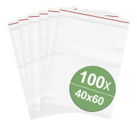 Snap-lock påse utan etikettremsa (B x H) 40 mm x 60 mm transparent polyeten