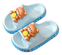 Barn Sommar Slides Cartoon Djurmönster PVC Sula Förhindra Halk Hem Badtofflor Blå 26‑27(16cm / 6.3in