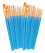 Paint Brush Set, 2 Pack 20 Stk Rund spetsad spets målarpenslar Nylon Hair Artist Akryl Penslar för Akrylolja Akvarell, Face Nail Art,