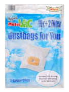 mistervac MV 619 Ekonomipaket med 20 non-woven 5-lagers påsar och 4 filter för Chromex CH-serien, Dirt MV 61 dammsugare