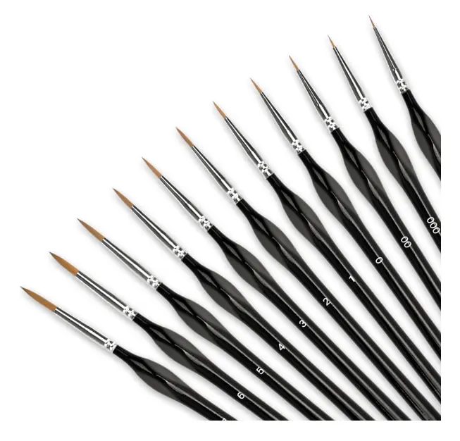 Black Paint Brushes Kit, 11 delar Professionell akrylfärg Br
