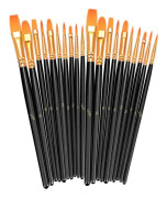 Penslar Set, 2 Pack 20 st Rund spetsad spets Nylon Hair Artist Akryl Penslar för Akrylolja Akvarell, Face Nail Art, Miniatyr De