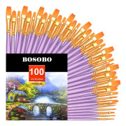 Paint Brush Set, 10 Pack 100 Stk Rund Spisspets Paintbrushes Nylon Hair Artist Akryl Penslar för Akrylolja Akvarell, Face Nail Ar