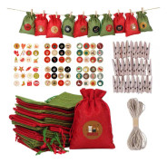 24 st Julklappspåsar Hantverksset med Adventsnummerklistermärken, Naturpåsar, Tygpåsar, Presentpåsar för DIY-hantverk